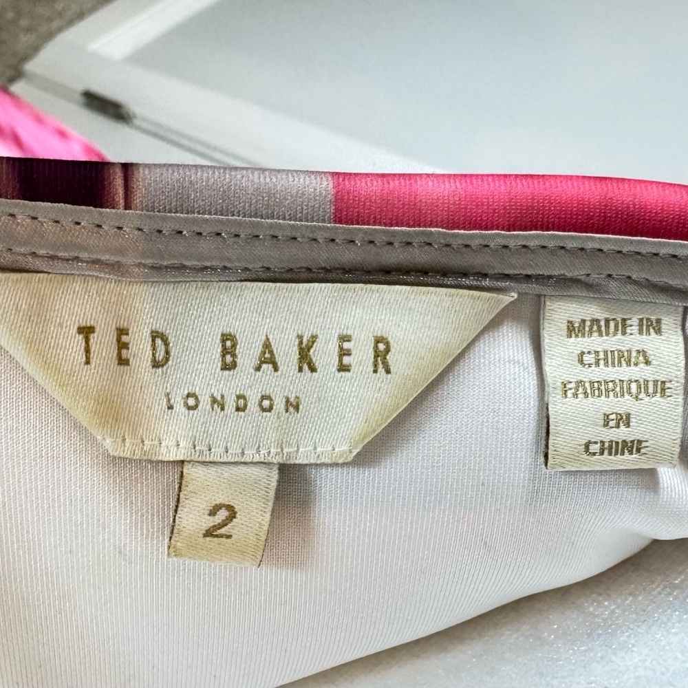 Ted Baker Mida Bardot Floral Sheath size 2 Off Shoulder Pink Fits Size 6 Wedding - Picture 6 of 10